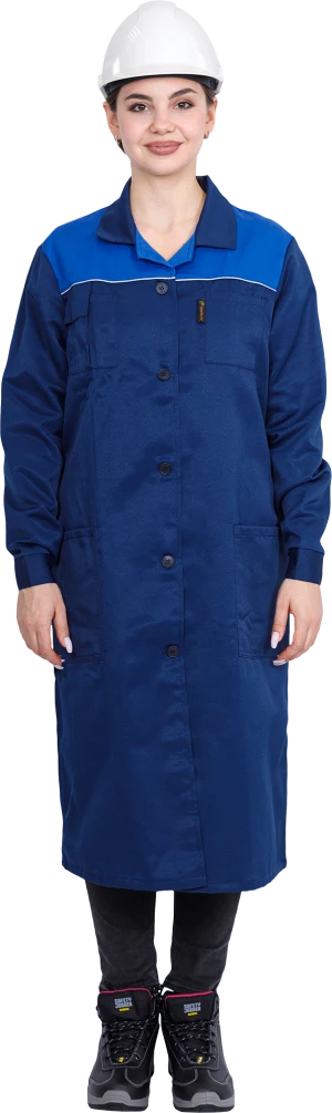 Халат СТАНДАРТ летний, т/синий-василек, женский Хал 013