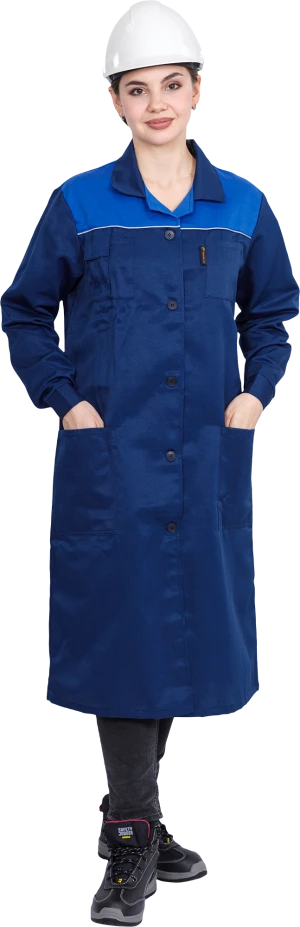 Халат СТАНДАРТ летний, т/синий-василек, женский Хал 013