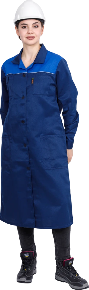 Халат СТАНДАРТ летний, т/синий-василек, женский Хал 013