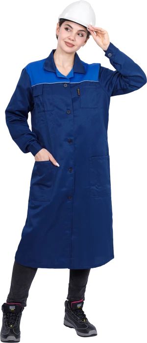 Халат СТАНДАРТ летний, т/синий-василек, женский Хал 013