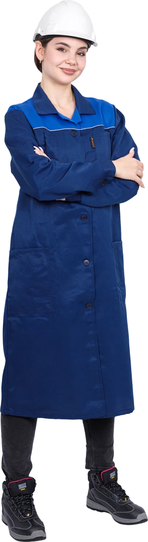 Халат СТАНДАРТ летний, т/синий-василек, женский Хал 013