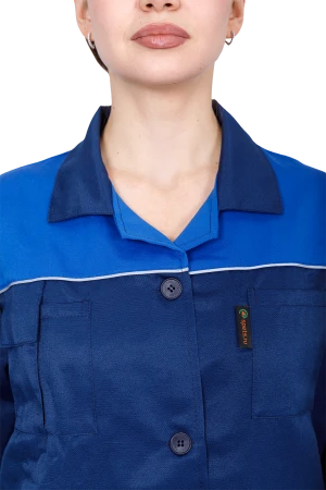 Халат СТАНДАРТ летний, т/синий-василек, женский Хал 013