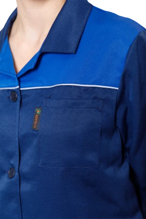 Халат СТАНДАРТ летний, т/синий-василек, женский Хал 013