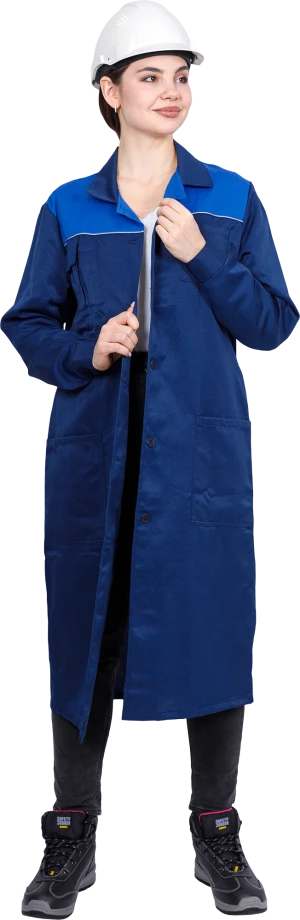 Халат СТАНДАРТ летний, т/синий-василек, женский Хал 013