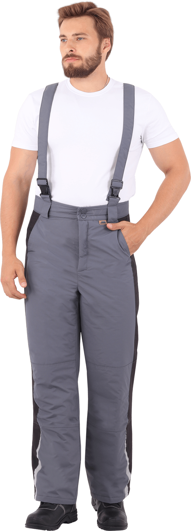 Брюки мужские ХАЙ-ТЕК от пониженных температур воздуха и ветра, механических воздействий и ОПЗ, серый/черный Брю 307