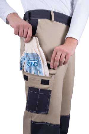 Брюки мужские ТУРБО SAFETY от механических воздействий и ОПЗ, бежевый/темно-серый Брю 405