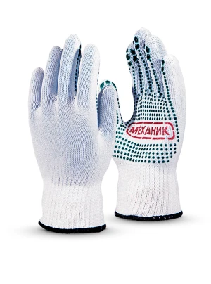 Перчатки МЕХАНИК (MG-113), нейлон/хлопок, SlipGrip, оверлок, цвет белый Пер 105
