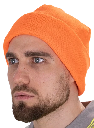Шапка трикотажная двойная, оранжевая