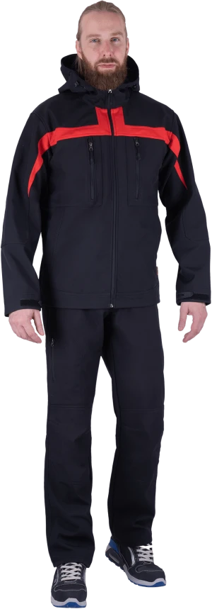 Куртка СОФТШЕЛЛ, черный-красный Кур 903