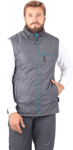 Жилет мужской ГАЛАКТИКА утепленный, серый/бирюза Жил 653