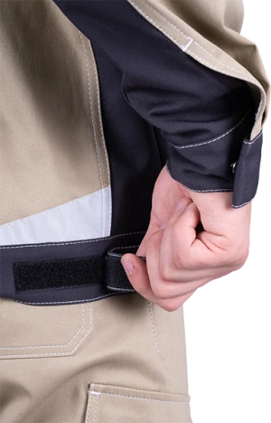 Куртка мужская ТУРБО SAFETY от механических воздействий и ОПЗ, бежевый/темно-серый Кур 402
