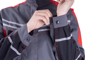 Куртка женская ХАЙ-ТЕК от механических воздействий и ОПЗ, серый/красный/черный Кур 680