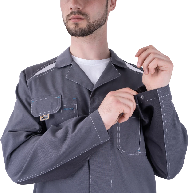 Халат мужской ТУРБО SAFETY от механических воздействий и ОПЗ, серый/темно-серый Хал 556