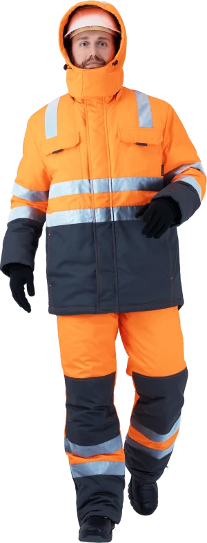 Костюм РЕФЛЕКТ-2 зимний, Со - 3-й класс защиты, Тнв - 4-й класс защ, флуоресцентный оранжевый-серый Кос 759