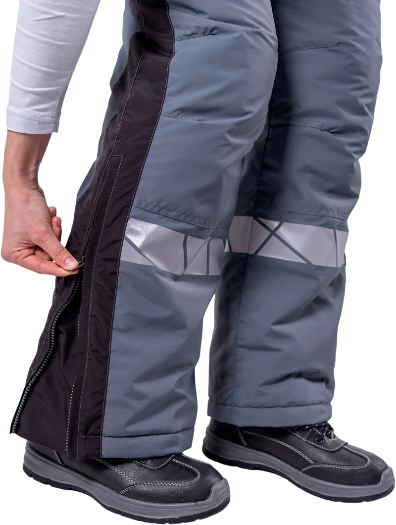 Брюки женские ХАЙ-ТЕК SAFETY от пониженных температур воздуха и ветра, механических воздействий и ОПЗ, серый/черный Брю 231