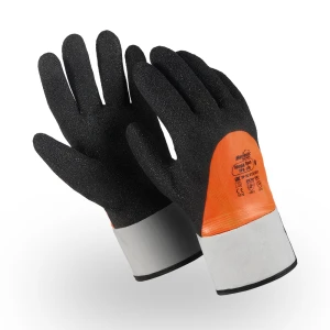 Перчатки НОРД ГРИП (WG-761), акрил, нейлон, ПВХ + Coral Grip 3/4, крага, цвет черно-оранжевый Пер 711